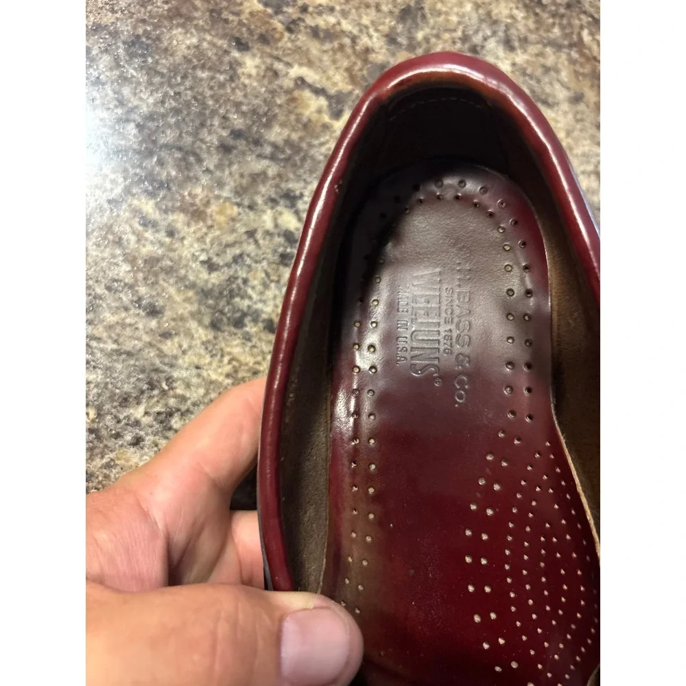 GH Bass Weejuns Mens 8.5 Burgundy Leather Kiltie Tassel Loafers Made in USA